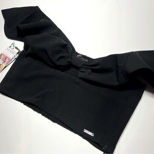 Guess Off the Shoulder Black Crop Top